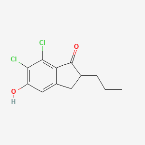 molecular formula C12H12Cl2O2 B1489171 6,7-Dichloro-5-hydroxy-2-propyl-2,3-dihydro-1H-inden-1-one CAS No. 850331-38-3