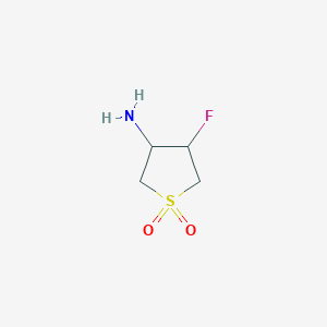molecular formula C4H8FNO2S B1489306 3-Amino-4-fluoro-1lambda6-thiolane-1,1-dione CAS No. 1555490-69-1