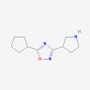 molecular formula C11H17N3O B1489387 5-Cyclopentyl-3-(pyrrolidin-3-yl)-1,2,4-oxadiazole CAS No. 1402667-26-8