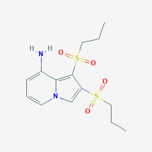 molecular formula C14H20N2O4S2 B14894101 1,2-Bis(propylsulfonyl)indolizin-8-amine 