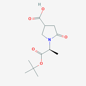 molecular formula C12H19NO5 B14894323 1-((S)-1-(tert-Butoxy)-1-oxopropan-2-yl)-5-oxopyrrolidine-3-carboxylic acid 