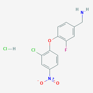 molecular formula C13H11Cl2FN2O3 B1489437 [4-(2-Chloro-4-nitrophenoxy)-3-fluorophenyl]methanamine hydrochloride CAS No. 1315368-51-4