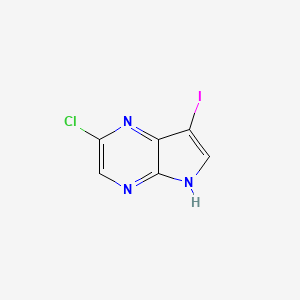 molecular formula C6H3ClIN3 B1489438 2-氯-7-碘-5H-吡咯并[2,3-b]吡嗪 CAS No. 889447-20-5
