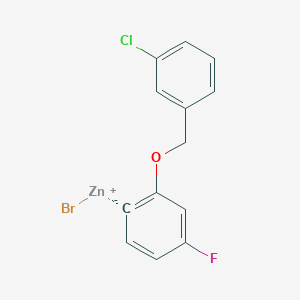 molecular formula C13H9BrClFOZn B14894649 2-(3'-ChlorobenZyloxy)-4-fluorophenylZinc bromide 