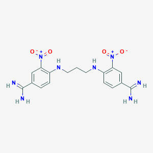 molecular formula C17H20N8O4 B148954 4,4'-(1,3-Propanediyldiimino)bis-(3-nitrobenzenecarboximidamide) CAS No. 125880-83-3