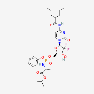 molecular formula C29H41F2N4O9P B14895476 Isopropyl ((((2R,3R,5R)-4,4-difluoro-3-hydroxy-5-(2-oxo-4-(2-propylpentanamido)pyrimidin-1(2H)-yl)tetrahydrofuran-2-yl)methoxy)(phenoxy)phosphoryl)-D-alaninate 