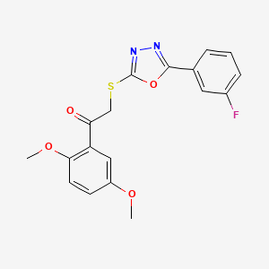 molecular formula C18H15FN2O4S B14895631 1-(2,5-Dimethoxyphenyl)-2-{[5-(3-fluorophenyl)-1,3,4-oxadiazol-2-yl]sulfanyl}ethan-1-one 