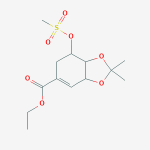 B148962 Ethyl 2,2-dimethyl-7-methylsulfonyloxy-3a,6,7,7a-tetrahydro-1,3-benzodioxole-5-carboxylate CAS No. 204254-84-2