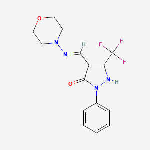 molecular formula C15H15F3N4O2 B1489630 4-[(morpholinoamino)methylene]-2-phenyl-5-(trifluoromethyl)-2,4-dihydro-3H-pyrazol-3-one CAS No. 477851-34-6
