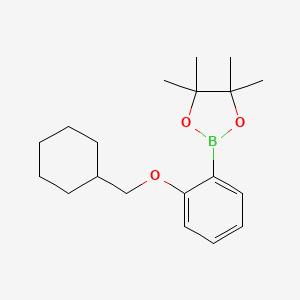 molecular formula C19H29BO3 B1489645 2-(2-Cyclohexylmethoxy-phenyl)-4,4,5,5-tetramethyl-[1,3,2]dioxaborolane CAS No. 2246563-65-3