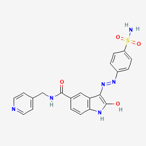 molecular formula C21H18N6O4S B1489668 2-oxo-N-(pyridin-4-ylmethyl)-3-[2-(4-sulfamoylphenyl)hydrazinyl]indole-5-carboxamide CAS No. 388626-82-2