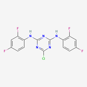 molecular formula C15H8ClF4N5 B14896691 6-chloro-N,N'-bis(2,4-difluorophenyl)-1,3,5-triazine-2,4-diamine 