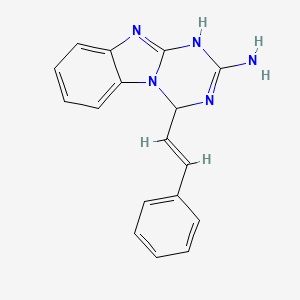 molecular formula C17H15N5 B1489683 4-[(E)-2-phenylvinyl]-1,4-dihydro[1,3,5]triazino[1,2-a]benzimidazol-2-amine CAS No. 866820-63-5