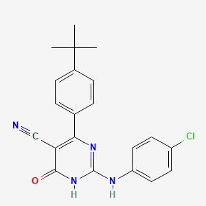 B1489686 4-(4-Tert-butylphenyl)-2-[(4-chlorophenyl)amino]-6-oxo-1,6-dihydropyrimidine-5-carbonitrile CAS No. 1347333-77-0