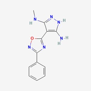 molecular formula C12H12N6O B1489721 3-N-甲基-4-(3-苯基-1,2,4-恶二唑-5-基)-1H-吡唑-3,5-二胺 CAS No. 1188304-97-3