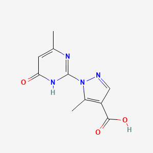 molecular formula C10H10N4O3 B1489732 5-methyl-1-(4-methyl-6-oxo-1,6-dihydropyrimidin-2-yl)-1H-pyrazole-4-carboxylic acid CAS No. 1176632-40-8