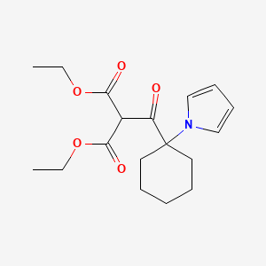 molecular formula C18H25NO5 B1489750 diethyl 2-(1-(1H-pyrrol-1-yl)cyclohexanecarbonyl)malonate CAS No. 2231676-77-8