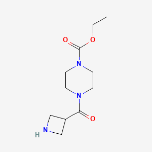 molecular formula C11H19N3O3 B1489867 Ethyl 4-(azetidine-3-carbonyl)piperazine-1-carboxylate CAS No. 1519614-36-8