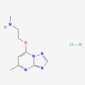 molecular formula C9H14ClN5O B1489920 N-methyl-2-((5-methyl-[1,2,4]triazolo[1,5-a]pyrimidin-7-yl)oxy)ethan-1-amine hydrochloride CAS No. 1955499-52-1