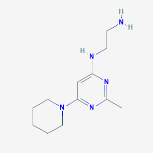 molecular formula C12H21N5 B1489994 N'-[2-methyl-6-(1-piperidyl)pyrimidin-4-yl]ethane-1,2-diamine CAS No. 1706457-57-9