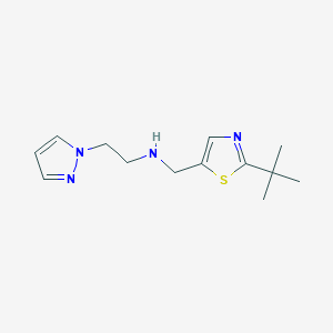 molecular formula C13H20N4S B14900501 n-((2-(Tert-butyl)thiazol-5-yl)methyl)-2-(1h-pyrazol-1-yl)ethan-1-amine 