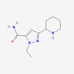 molecular formula C11H18N4O B1490175 1-ethyl-3-(piperidin-2-yl)-1H-pyrazole-5-carboxamide CAS No. 2090592-20-2