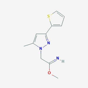 molecular formula C11H13N3OS B1490191 methyl 2-(5-methyl-3-(thiophen-2-yl)-1H-pyrazol-1-yl)acetimidate CAS No. 2098070-78-9