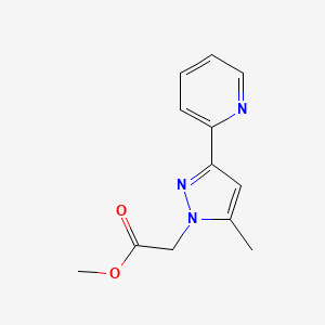 molecular formula C12H13N3O2 B1490247 methyl 2-(5-methyl-3-(pyridin-2-yl)-1H-pyrazol-1-yl)acetate CAS No. 2098076-37-8