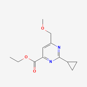 molecular formula C12H16N2O3 B1490457 Ethyl 2-cyclopropyl-6-(methoxymethyl)pyrimidine-4-carboxylate CAS No. 2098038-91-4
