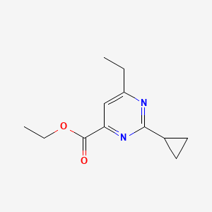 molecular formula C12H16N2O2 B1490459 Ethyl 2-cyclopropyl-6-ethylpyrimidine-4-carboxylate CAS No. 2097958-72-8