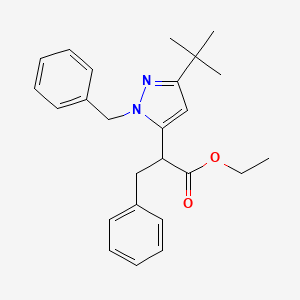 molecular formula C25H30N2O2 B1490610 Ethyl 2-[1-benzyl-3-(tert-butyl)-1H-pyrazol-5-yl]-3-phenylpropanoate CAS No. 1353506-66-7