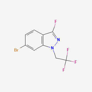 molecular formula C9H5BrF4N2 B14906530 6-Bromo-3-fluoro-1-(2,2,2-trifluoroethyl)-1H-indazole 
