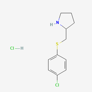 molecular formula C11H15Cl2NS B1490658 2-(((4-Chlorophenyl)thio)methyl)pyrrolidine hydrochloride CAS No. 1353945-59-1