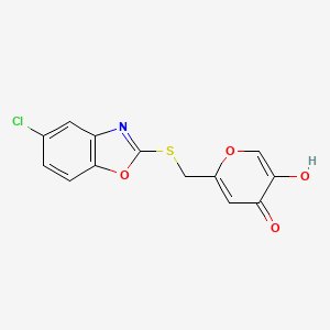 molecular formula C13H8ClNO4S B1490782 2-(((5-chlorobenzo[d]oxazol-2-yl)thio)methyl)-5-hydroxy-4H-pyran-4-one CAS No. 1424561-67-0