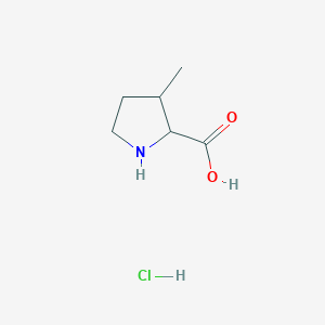 molecular formula C6H12ClNO2 B1490783 3-Methylpyrrolidine-2-carboxylic acid hydrochloride CAS No. 14704-69-9