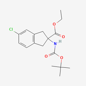 molecular formula C17H22ClNO4 B1490791 Ethyl 2-(boc-amino)-5-chloro-2,3-dihydro-1H-indene-2-carboxylate CAS No. 1427501-60-7