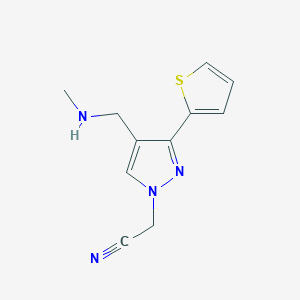 molecular formula C11H12N4S B1490979 2-(4-((methylamino)methyl)-3-(thiophen-2-yl)-1H-pyrazol-1-yl)acetonitrile CAS No. 2098139-25-2