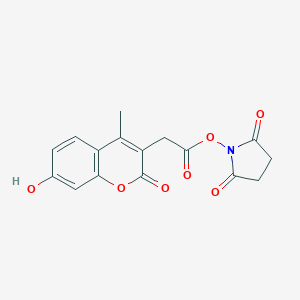 molecular formula C16H13NO7 B149100 2,5-dioxopyrrolidin-1-yl 2-(7-hydroxy-4-methyl-2-oxo-2H-chromen-3-yl)acetate CAS No. 96735-88-5