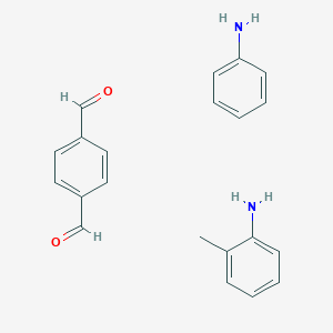 molecular formula C21H22N2O2 B149103 1,4-Benzenedicarboxaldehyde, polymer with benzenamine and 2-methylbenzenamine, maleated CAS No. 129217-90-9
