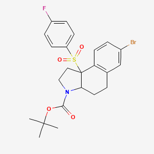 molecular formula C23H25BrFNO4S B14910604 tert-Butyl 7-bromo-9b-((4-fluorophenyl)sulfonyl)-1,2,3a,4,5,9b-hexahydro-3H-benzo[e]indole-3-carboxylate 