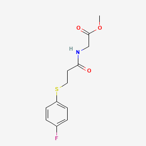 molecular formula C12H14FNO3S B14910685 Methyl (3-((4-fluorophenyl)thio)propanoyl)glycinate 