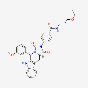 molecular formula C33H34N4O5 B14911212 4-[(15S)-10-(3-methoxyphenyl)-12,14-dioxo-8,11,13-triazatetracyclo[7.7.0.02,7.011,15]hexadeca-1(9),2,4,6-tetraen-13-yl]-N-(3-propan-2-yloxypropyl)benzamide 