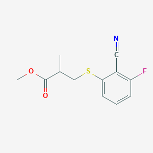 molecular formula C12H12FNO2S B14911509 Methyl 3-((2-cyano-3-fluorophenyl)thio)-2-methylpropanoate 