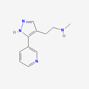 molecular formula C11H14N4 B1491230 N-methyl-2-(3-(pyridin-3-yl)-1H-pyrazol-4-yl)ethan-1-amine CAS No. 2098095-12-4