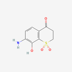 molecular formula C9H9NO4S B14912949 4H-1-Benzothiopyran-4-one, 7-amino-2,3-dihydro-8-hydroxy-, 1,1-dioxide 