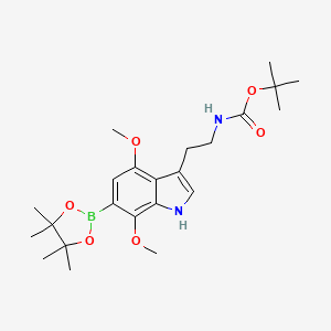 molecular formula C23H35BN2O6 B14913833 tert-Butyl (2-(4,7-dimethoxy-6-(4,4,5,5-tetramethyl-1,3,2-dioxaborolan-2-yl)-1H-indol-3-yl)ethyl)carbamate 