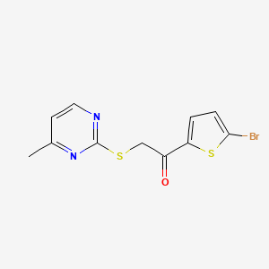 molecular formula C11H9BrN2OS2 B14913898 1-(5-Bromothiophen-2-yl)-2-((4-methylpyrimidin-2-yl)thio)ethan-1-one 