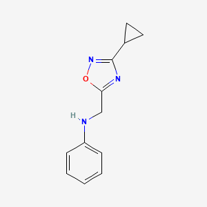 molecular formula C12H13N3O B14914333 n-((3-Cyclopropyl-1,2,4-oxadiazol-5-yl)methyl)aniline 