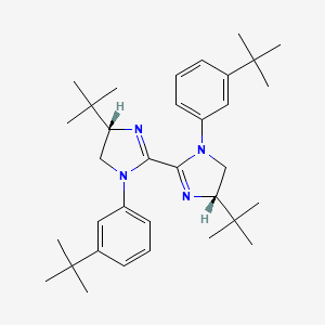 molecular formula C34H50N4 B14915518 (4S,4'S)-4,4'-Di-tert-butyl-1,1'-bis(3-(tert-butyl)phenyl)-4,4',5,5'-tetrahydro-1H,1'H-2,2'-biimidazole 