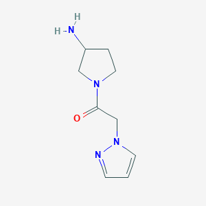 molecular formula C9H14N4O B1491598 1-(3-aminopyrrolidin-1-yl)-2-(1H-pyrazol-1-yl)ethan-1-one CAS No. 1247246-13-4